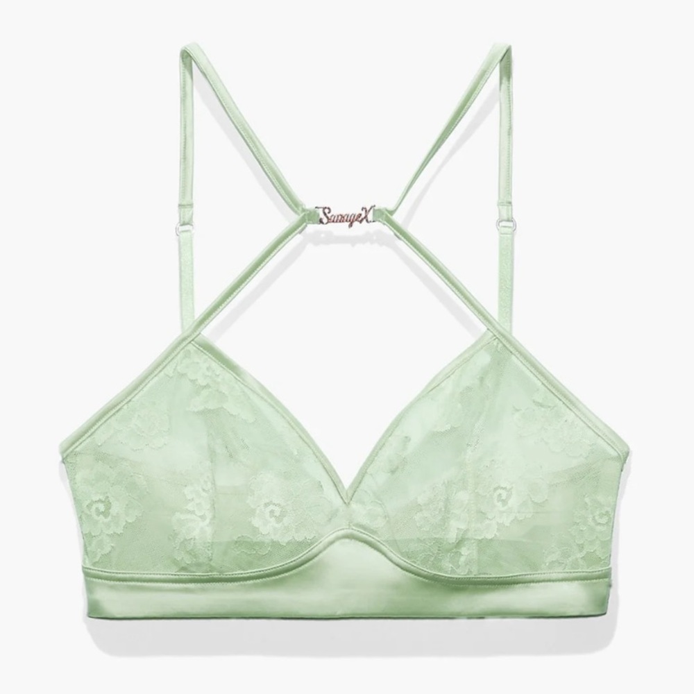 Savage X Fenty Mint Green Strap Up Lace Bralette